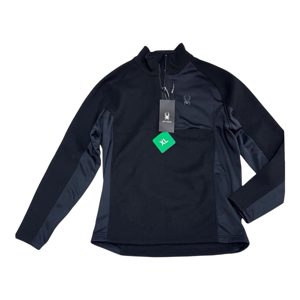 SPYDER Black Half Zip Pullover Mens XL Sweatshirt Fleece Lined Long Sleeved